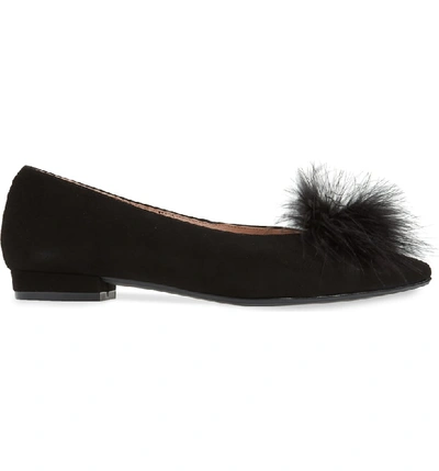 Shop Patricia Green Maribou Feather Pouf Flat In Black Suede