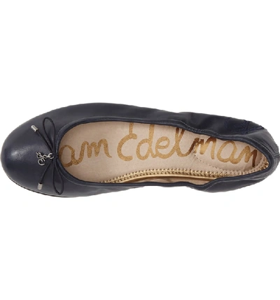 Shop Sam Edelman Felicia Flat In Navy Leather