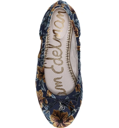 Shop Sam Edelman Felicia Flat In Baltic Navy Floral Velvet