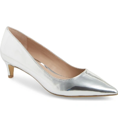 Shop Charles By Charles David Kitten Pointy Toe Pump In Silver Speccio