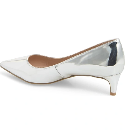 Shop Charles By Charles David Kitten Pointy Toe Pump In Silver Speccio