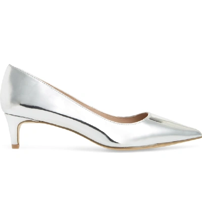 Shop Charles By Charles David Kitten Pointy Toe Pump In Silver Speccio