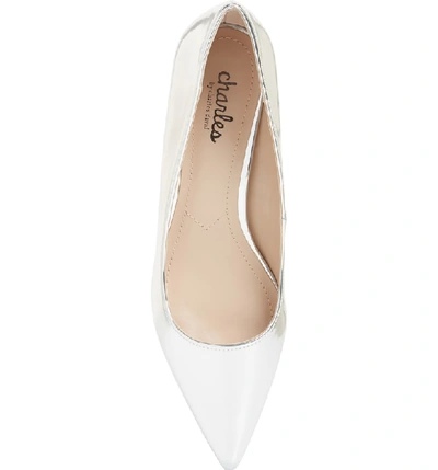 Shop Charles By Charles David Kitten Pointy Toe Pump In Silver Speccio