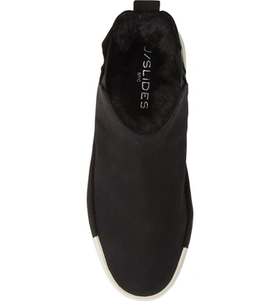 Shop Jslides Val Faux Fur Lined Platform Sneaker In Black Nubuck