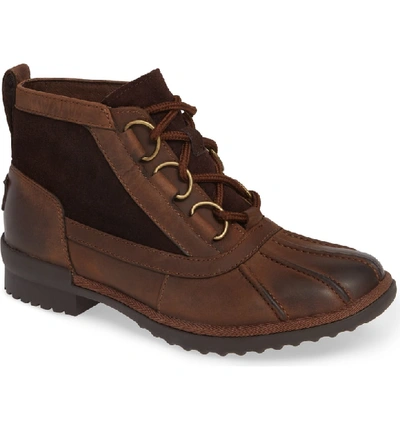 Shop Ugg Heather Waterproof Lace-up Bootie In Coconut Shell Leather