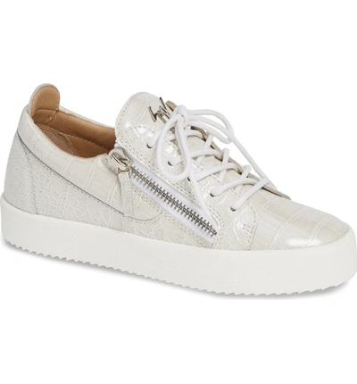 Shop Giuseppe Zanotti Low Top Sneaker In Pearl Grey