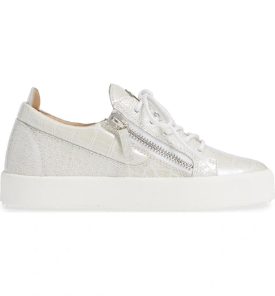 Shop Giuseppe Zanotti Low Top Sneaker In Pearl Grey