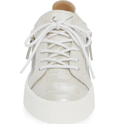 Shop Giuseppe Zanotti Low Top Sneaker In Pearl Grey