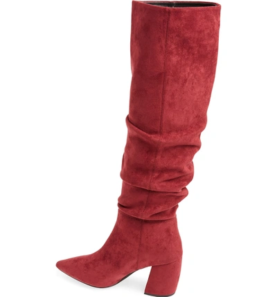 Shop Jeffrey Campbell Final Slouch Over The Knee Boot In Wine Suede