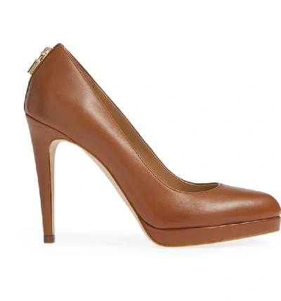 Shop Michael Michael Kors Antoinette Platform Pump In Luggage Leather