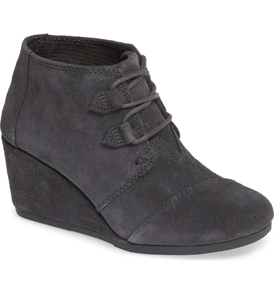 Shop Toms Kala Wedge Bootie In Forged Iron Grey Suede