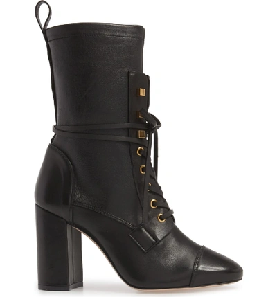 Shop Stuart Weitzman Veruka Lace-up Boot In Black Gleaming