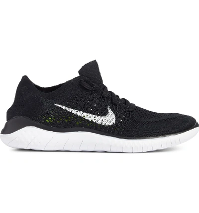 Shop Nike Free Rn Flyknit 2018 Running Shoe In Black/ Black/ White