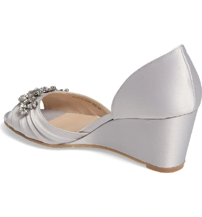 Shop Nina Emiko D'orsay Wedge Pump In Silver Satin