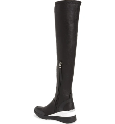 Michael Michael Kors Tipton Wedge Over The Knee Rain Boot In Black Faux Leather ModeSens