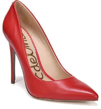 Shop Sam Edelman Danna Pointy Toe Pump In Candy Red Leather