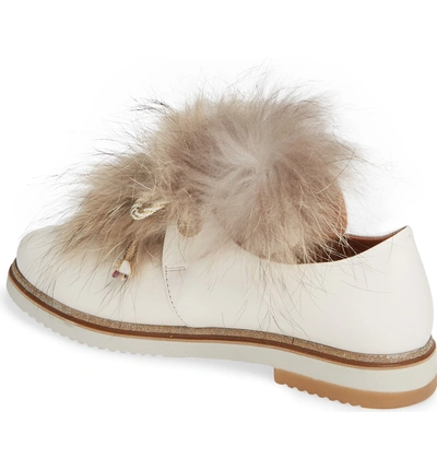 Shop Sheridan Mia Timothee Genuine Fox Fur Flat In Cream Leather