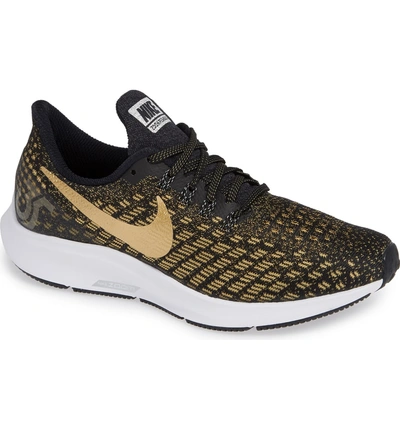 Shop Nike Air Zoom Pegasus 35 Running Shoe In Black/ Metallic Gold-wheat