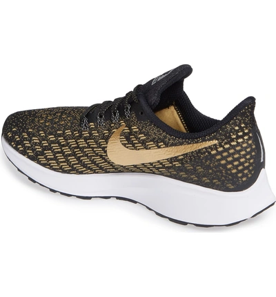 Shop Nike Air Zoom Pegasus 35 Running Shoe In Black/ Metallic Gold-wheat