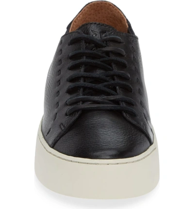 Shop Frye Lena Woven Low Top Sneaker In Black Leather