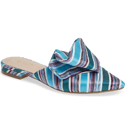 Shop Cecelia New York Monsey Slide Sandal In Light Blue/ Pink Stripe Fabric