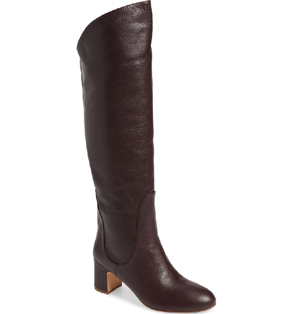 plum knee high boots