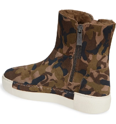 Shop Jslides Victory Double Zip Boot In Green Camo Suede