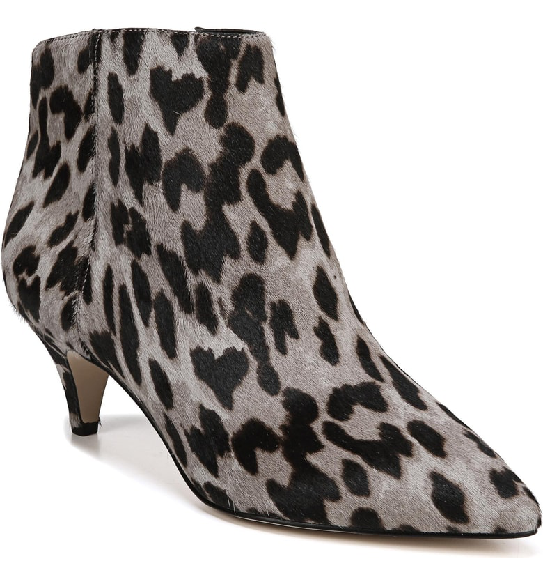 kinzey genuine calf hair pointy toe bootie