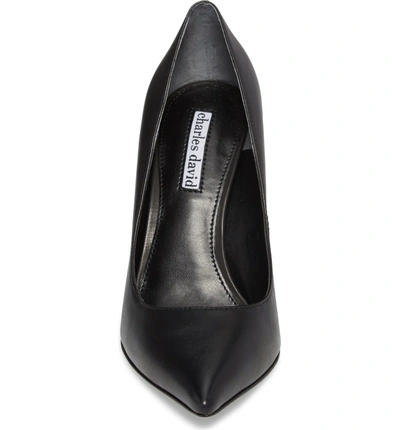 Shop Charles David Calessi Pointy Toe Pump In Black Leather