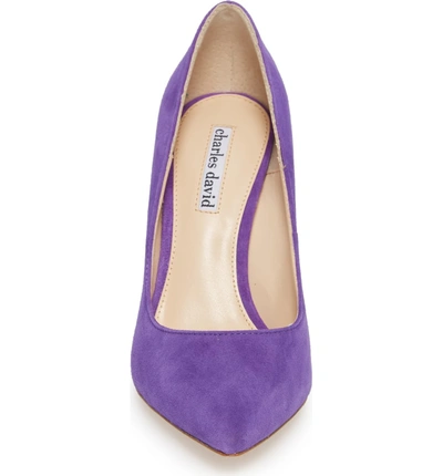 Shop Charles David Calessi Pointy Toe Pump In Lilac Suede