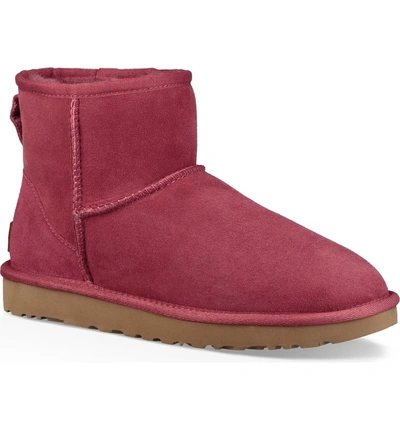 Shop Ugg 'classic Mini Ii' Genuine Shearling Lined Boot In Garnet Suede