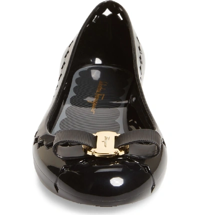 Shop Ferragamo Jelly Ballerina Flat In Black