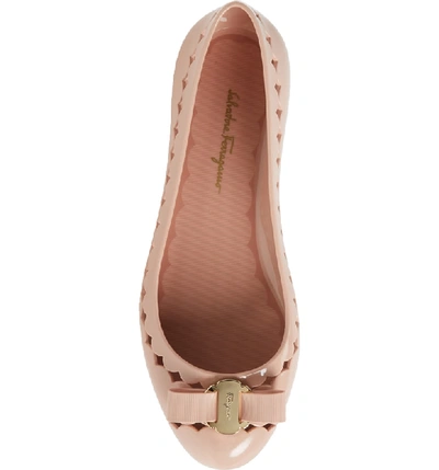 Shop Ferragamo Jelly Ballerina Flat In Pink