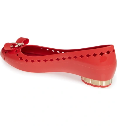 Shop Ferragamo Jelly Ballerina Flat In Red