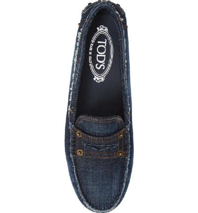 Shop Tod's Gommini Penny Loafer In Blue Denim