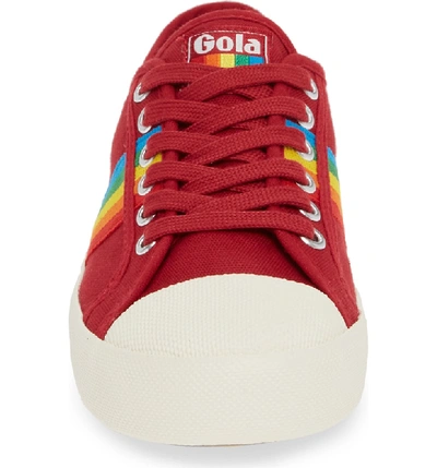 Shop Gola Coaster Rainbow Striped Sneaker In Deep Red/ Multi