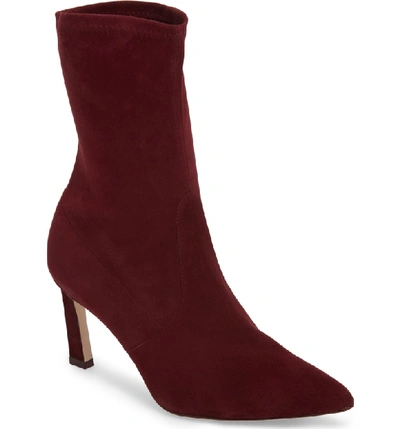 Shop Stuart Weitzman Rapture 75 Bootie In Cabernet Suede