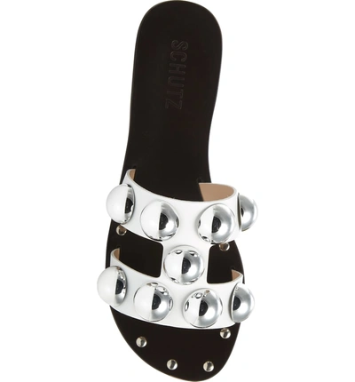 Schutz Women s Benedita Open Toe Studded Leather Sandals In White