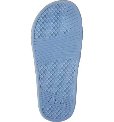 Shop Apl Athletic Propulsion Labs Big Logo Techloom Slide Sandal In Grey Denim
