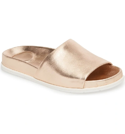 Shop Gentle Souls By Kenneth Cole Iona Slide Sandal In Rose Gold Metallic Leather