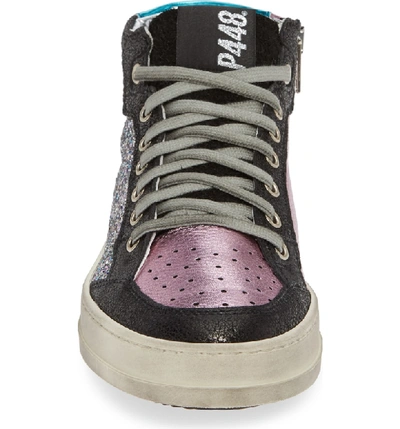 Shop P448 Love B Mid Top Sneaker In Multi Glitter/ Pastel Pink