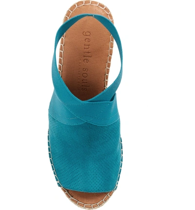 Shop Gentle Souls By Kenneth Cole Colleen Espadrille Wedge In Turquoise Suede