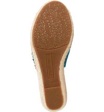 Shop Gentle Souls By Kenneth Cole Colleen Espadrille Wedge In Turquoise Suede
