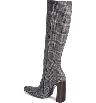 Shop Balenciaga Prince Of Wales Knee High Boot In Grey