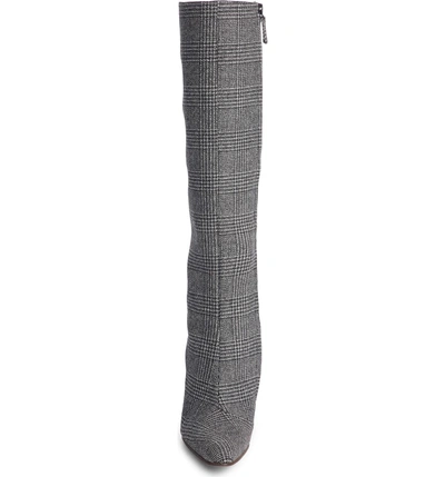 Shop Balenciaga Prince Of Wales Knee High Boot In Grey