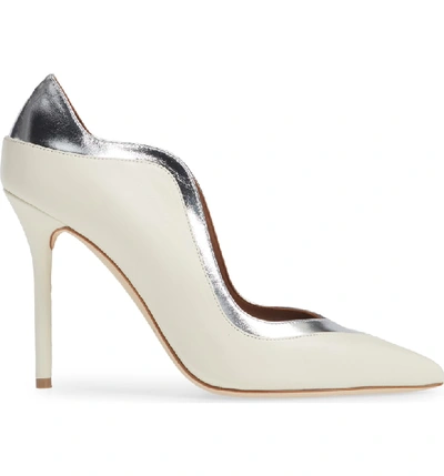 Shop Malone Souliers Penelope Wave Pointy Toe Pump In Ivory/ Silver