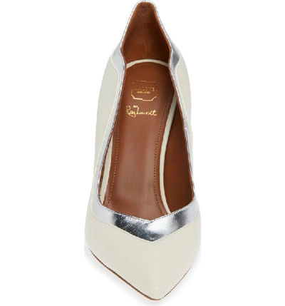 Shop Malone Souliers Penelope Wave Pointy Toe Pump In Ivory/ Silver