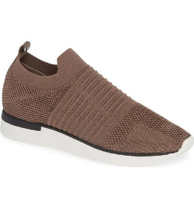 Shop Jslides Great Sock Slip-on Sneaker In Taupe Knit Fabric
