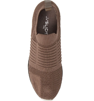 Shop Jslides Great Sock Slip-on Sneaker In Taupe Knit Fabric