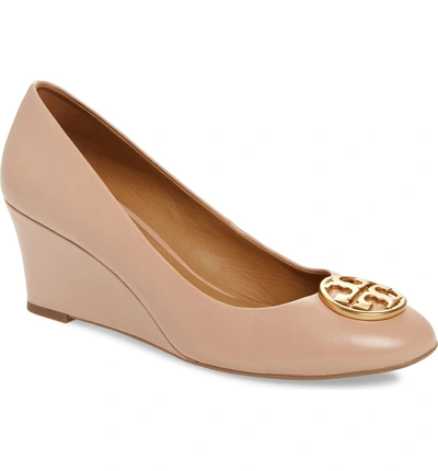 Shop Tory Burch Chelsea Logo Medallion Wedge In Goan Sand